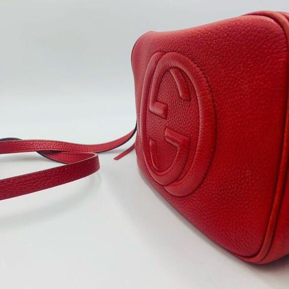 Auth Gucci Tabasco Red Small Soho Disco Crossbody Bag Preloved Purse Excellent - Picture 10 of 16